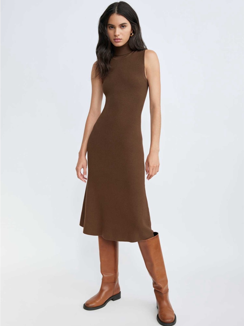 Aritzia Wilfred Mimi Sleeveless Turtleneck Knit Midi Dress - #